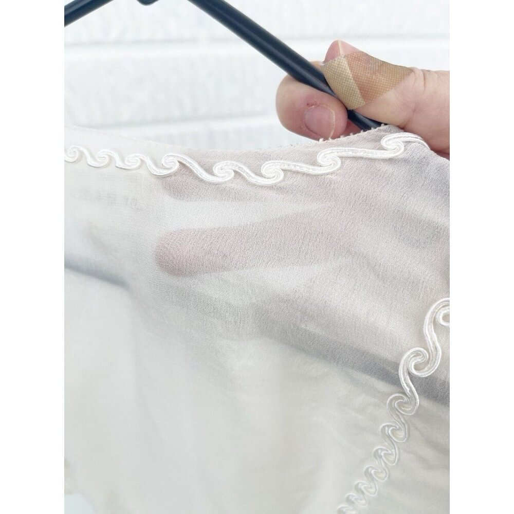 The Great Shirt Womens Size S Embroidered 3/4 Sleeve Silk Blouse Boho Sheer - Picture 11 of 11